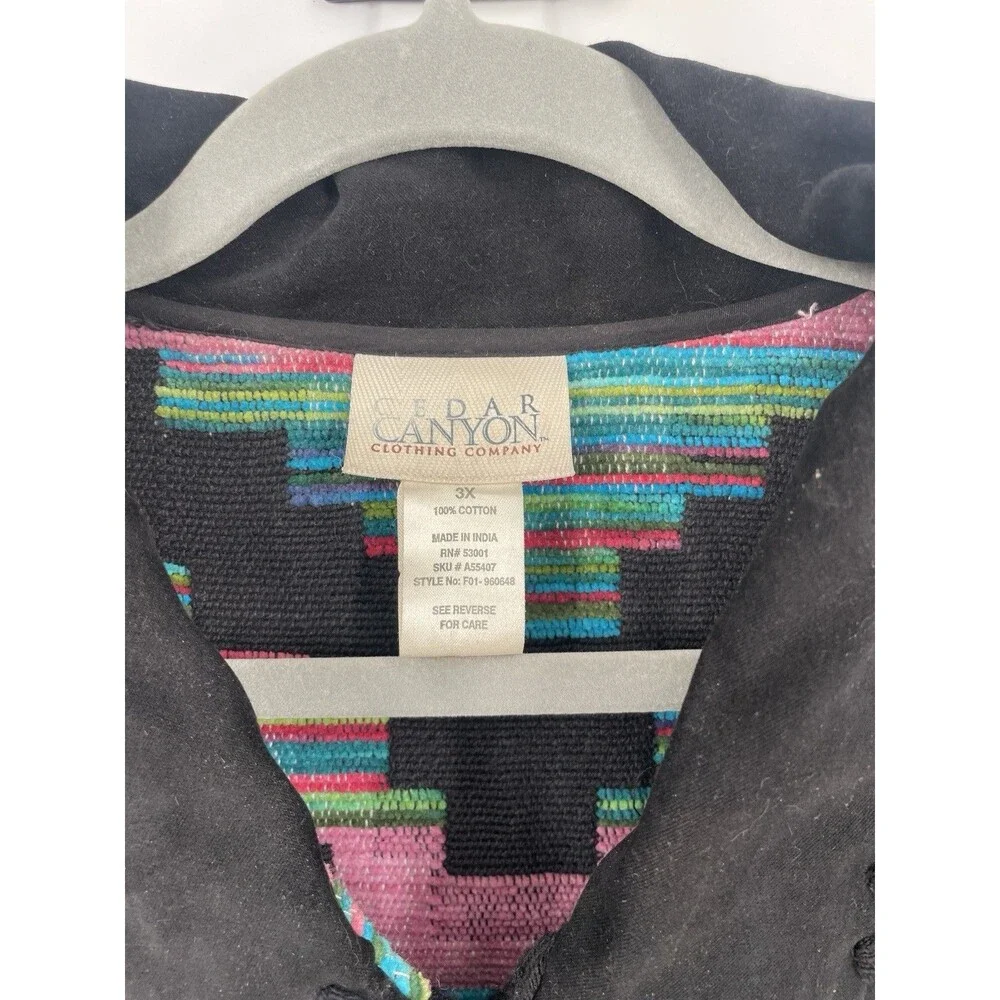 VTG Aztec Southwestern Tribal Boho Native Blanket Tapestry Chore Jacket Coat 3X - Picture 3 of 7